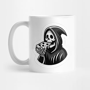 grim reaper eating slice a pizza Mug